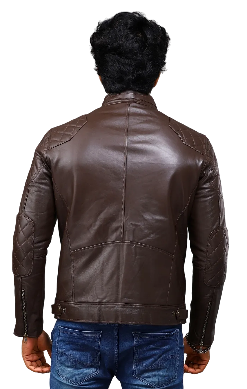 MENS LEATHER JACKET 41002 (BROWN)