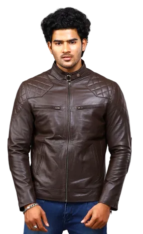 MENS LEATHER JACKET 41002 (BROWN)