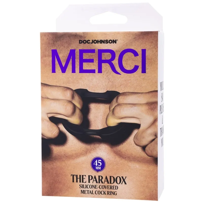 Merci - the Paradox - Silicone Covered Metal Cock  Ring - 45mm - Black