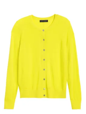 Merino Cardigan Sweater in Neon Yellow-Green