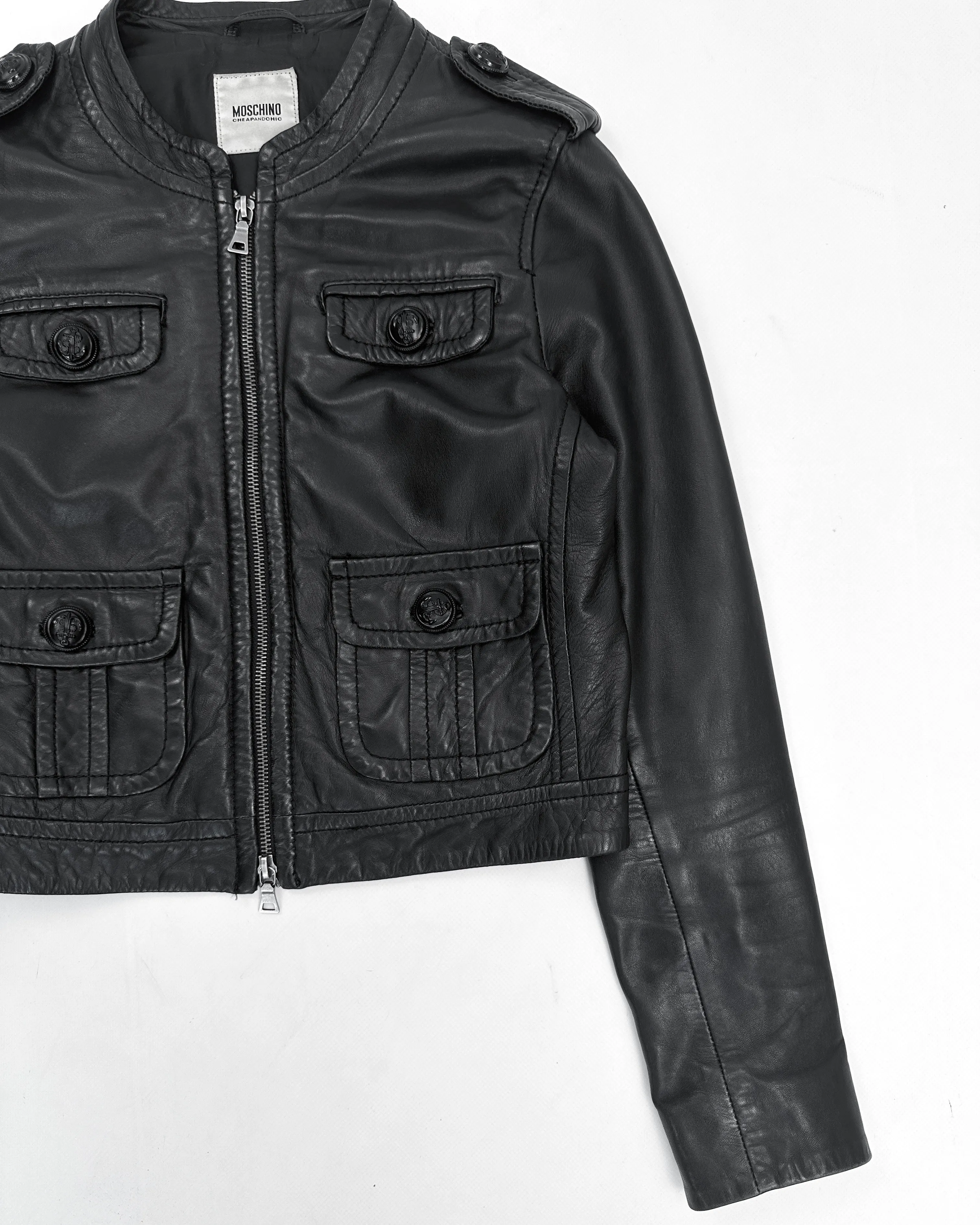 Moschino Cropped Soft Leather Jacket 1990's