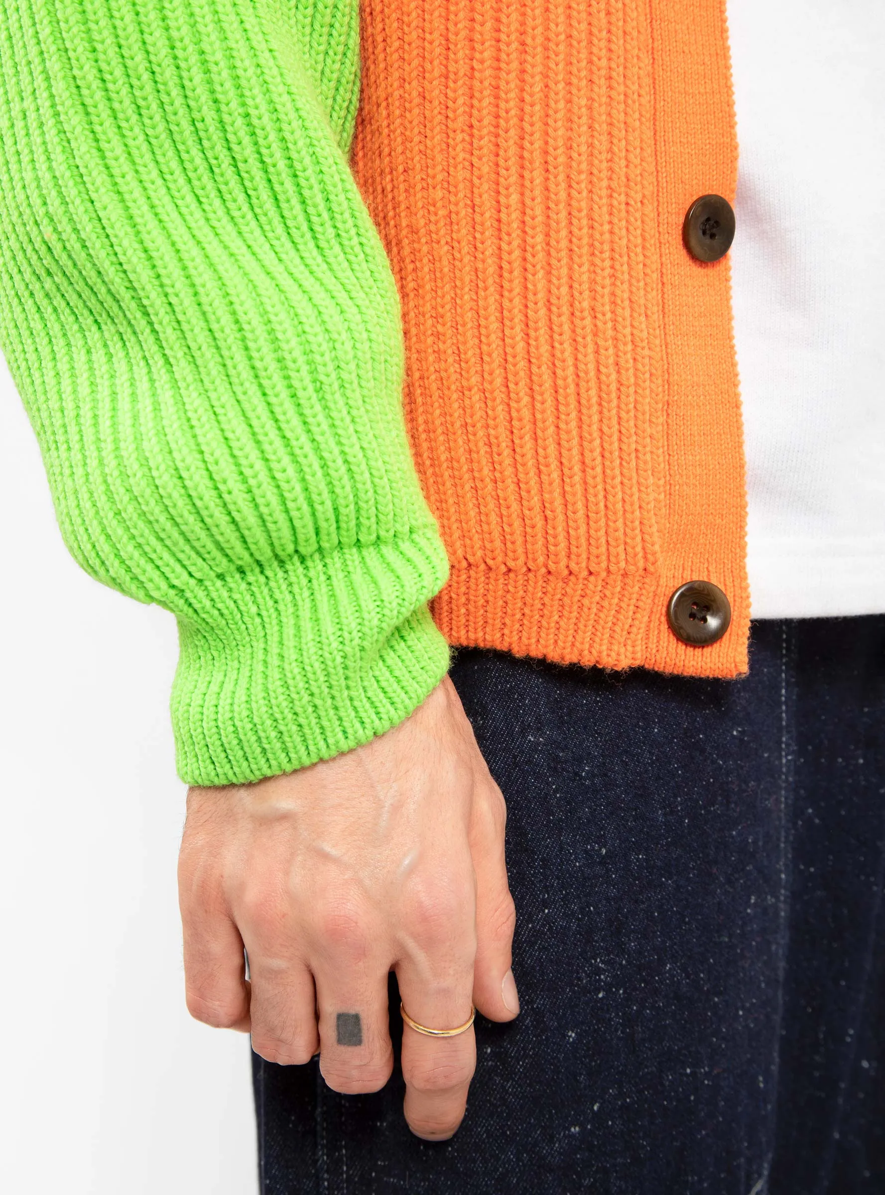 Neon Beacon Merino Wool Cardigan Orange