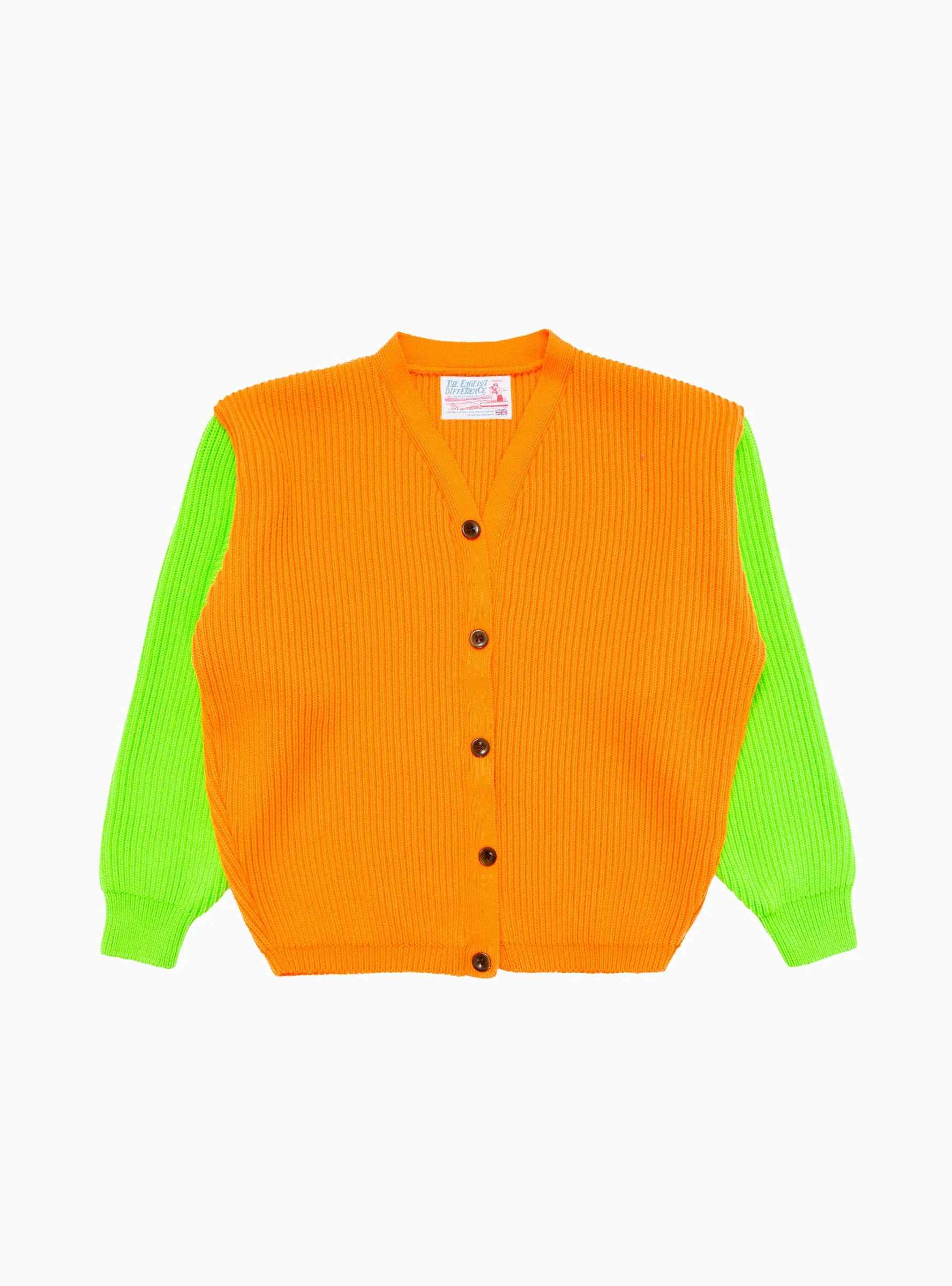 Neon Beacon Merino Wool Cardigan Orange