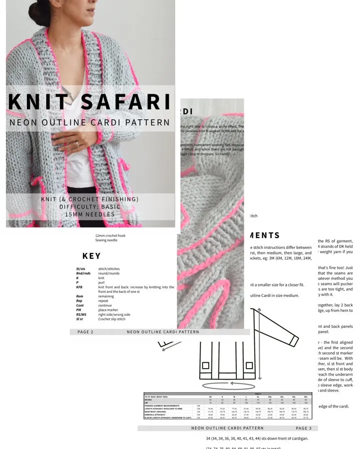 Neon Outline Cardi - Downloadable Chunky Knitting Pattern