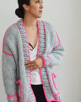 Neon Outline Cardi - Downloadable Chunky Knitting Pattern