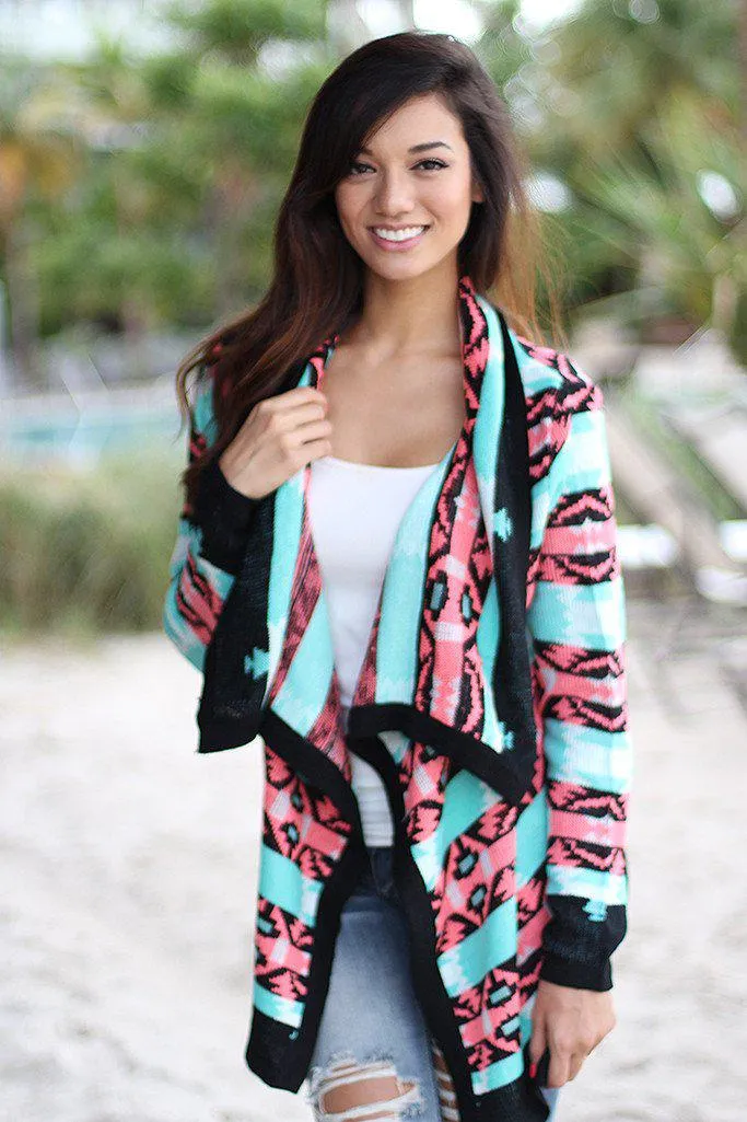 Neon Pink And Black Cardigan