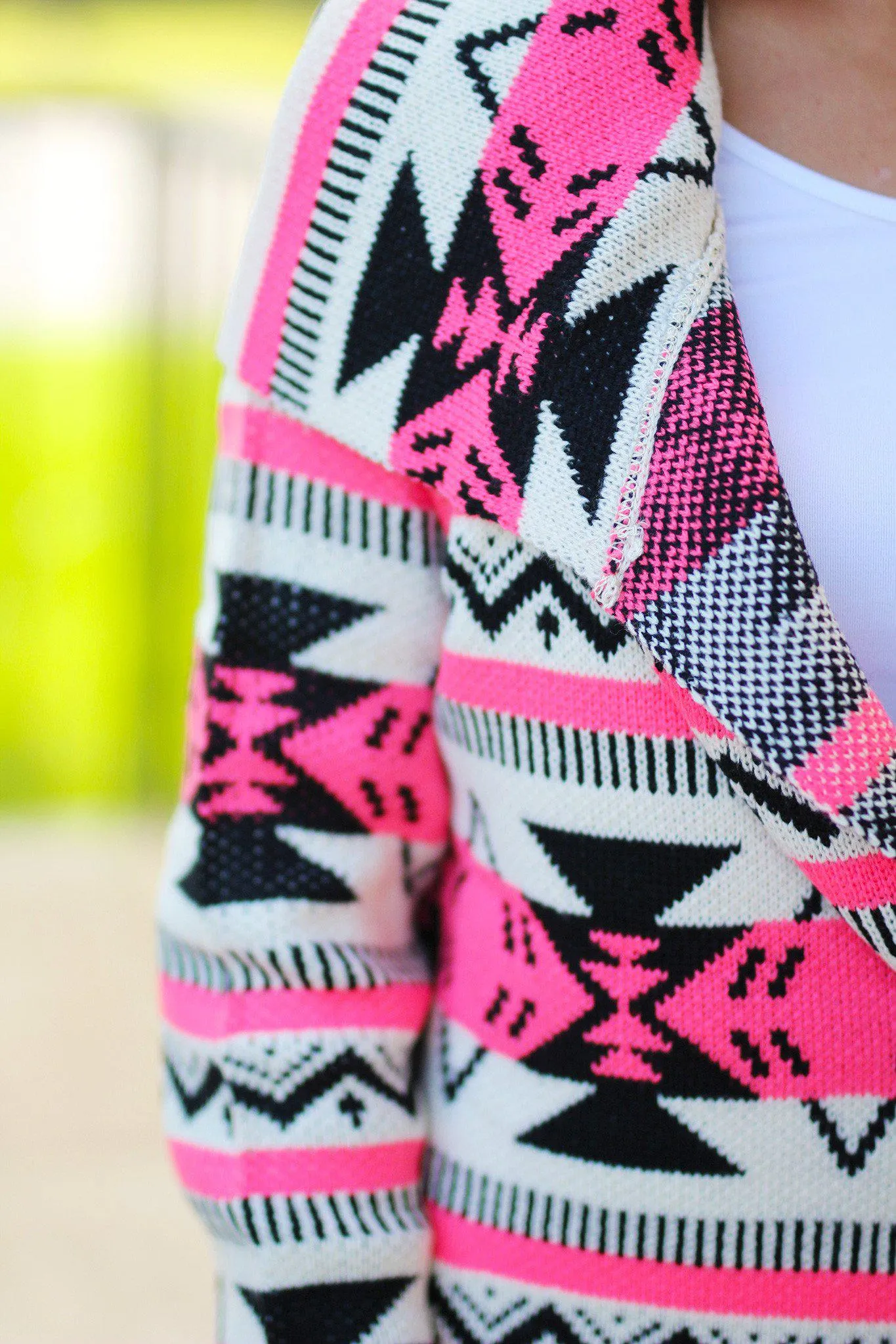 Neon Pink Aztec Cardigan