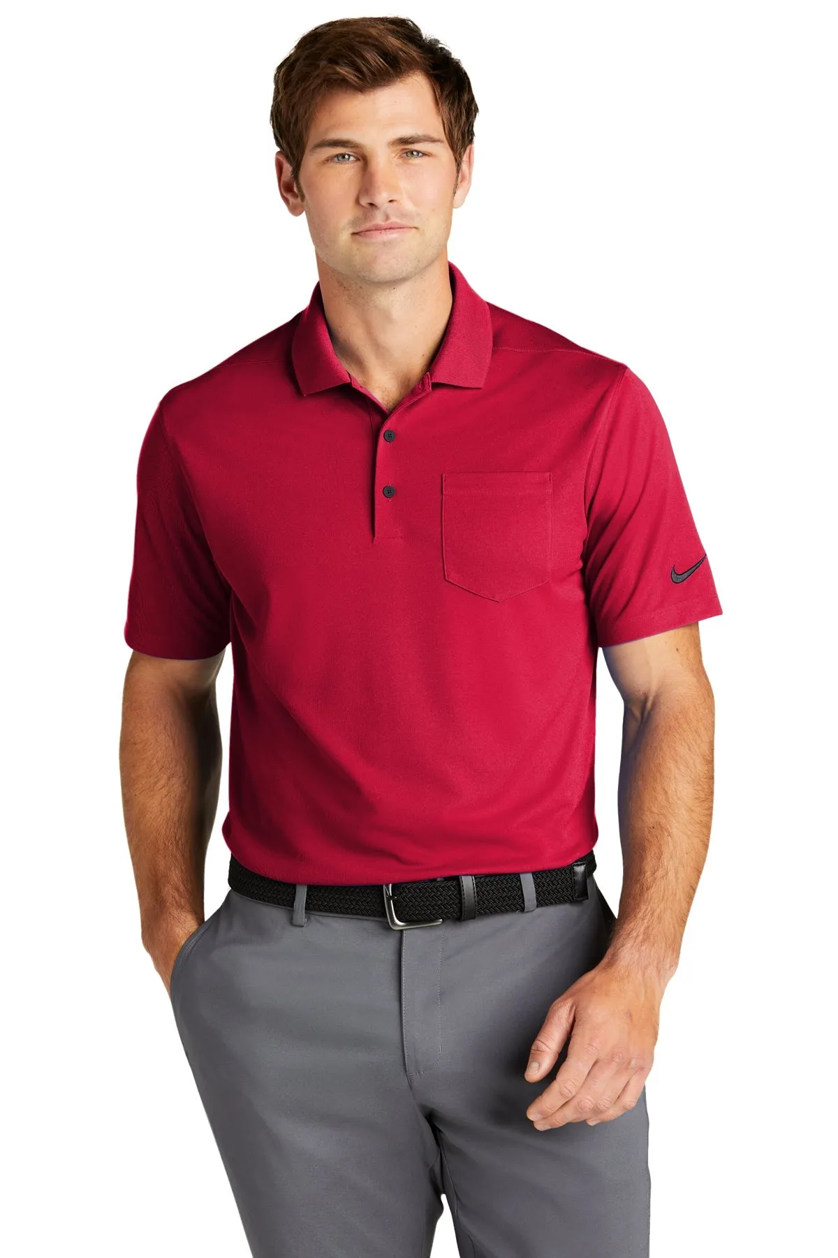 Nike Dri-FIT Micro Pique Custom Pocket Polos, University Red