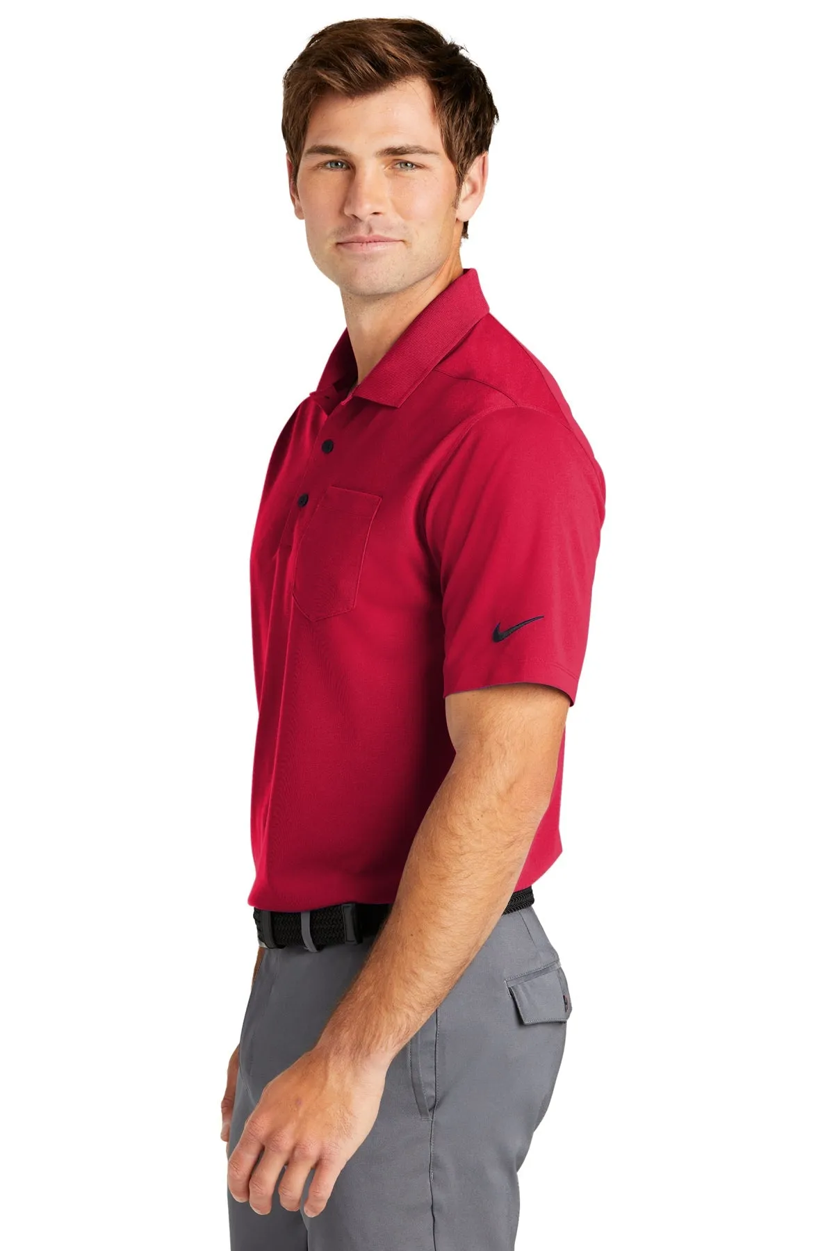 Nike Dri-FIT Micro Pique Custom Pocket Polos, University Red