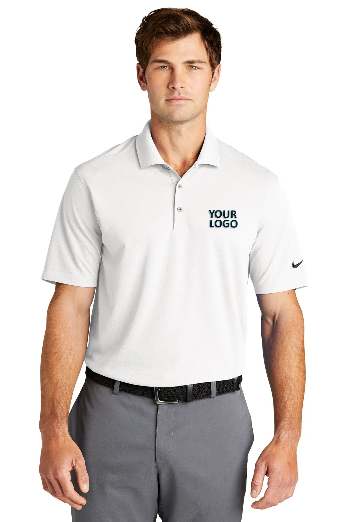 Nike Dri-FIT Micro Pique Customized Tall Polos, White