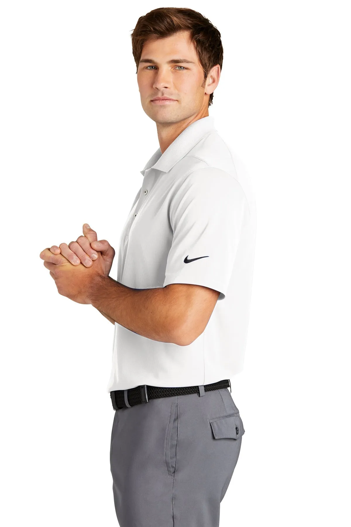 Nike Dri-FIT Micro Pique Customized Tall Polos, White