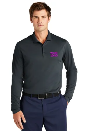 Nike Dri-FIT Micro Pique Long Sleeve Custom Polos, Anthracite