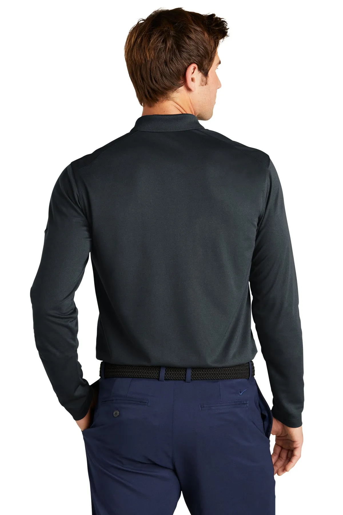 Nike Dri-FIT Micro Pique Long Sleeve Custom Polos, Anthracite