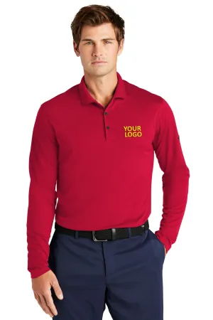 Nike Dri-FIT Micro Pique Long Sleeve Custom Polos, University Red