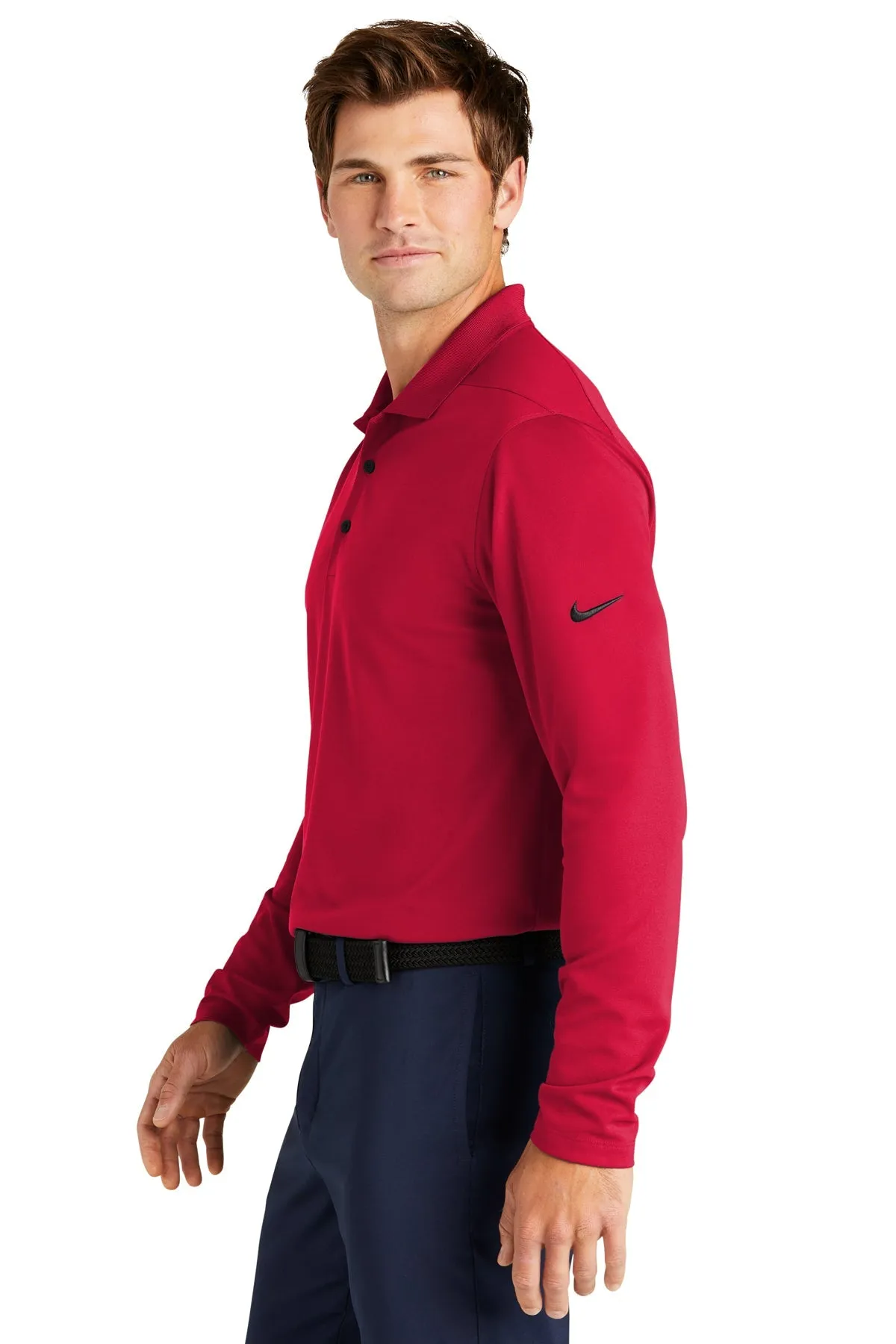 Nike Dri-FIT Micro Pique Long Sleeve Custom Polos, University Red