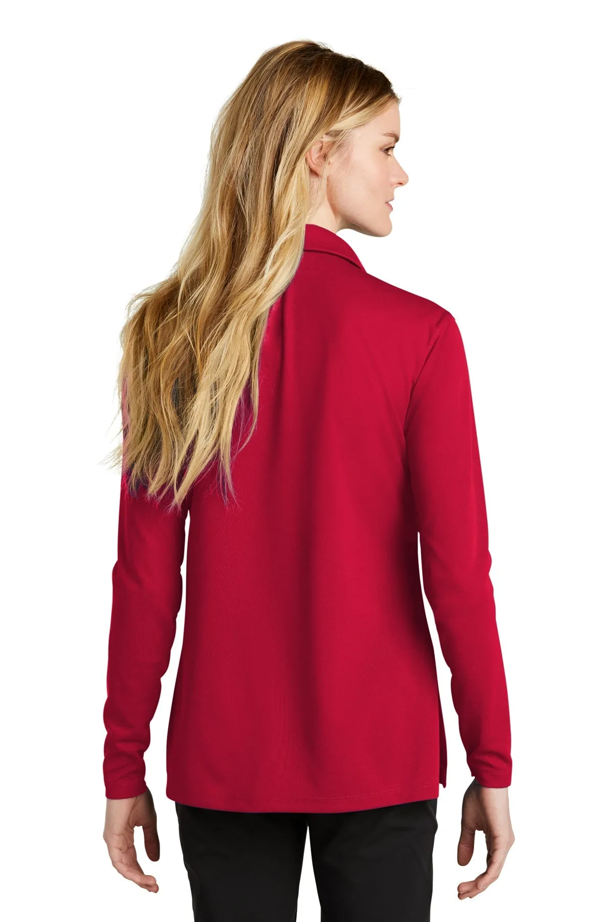 Nike Ladies Dri-FIT Micro Pique Long Sleeve Custom Polos, University Red