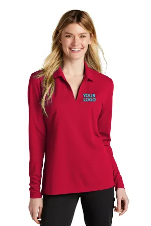 Nike Ladies Dri-FIT Micro Pique Long Sleeve Custom Polos, University Red