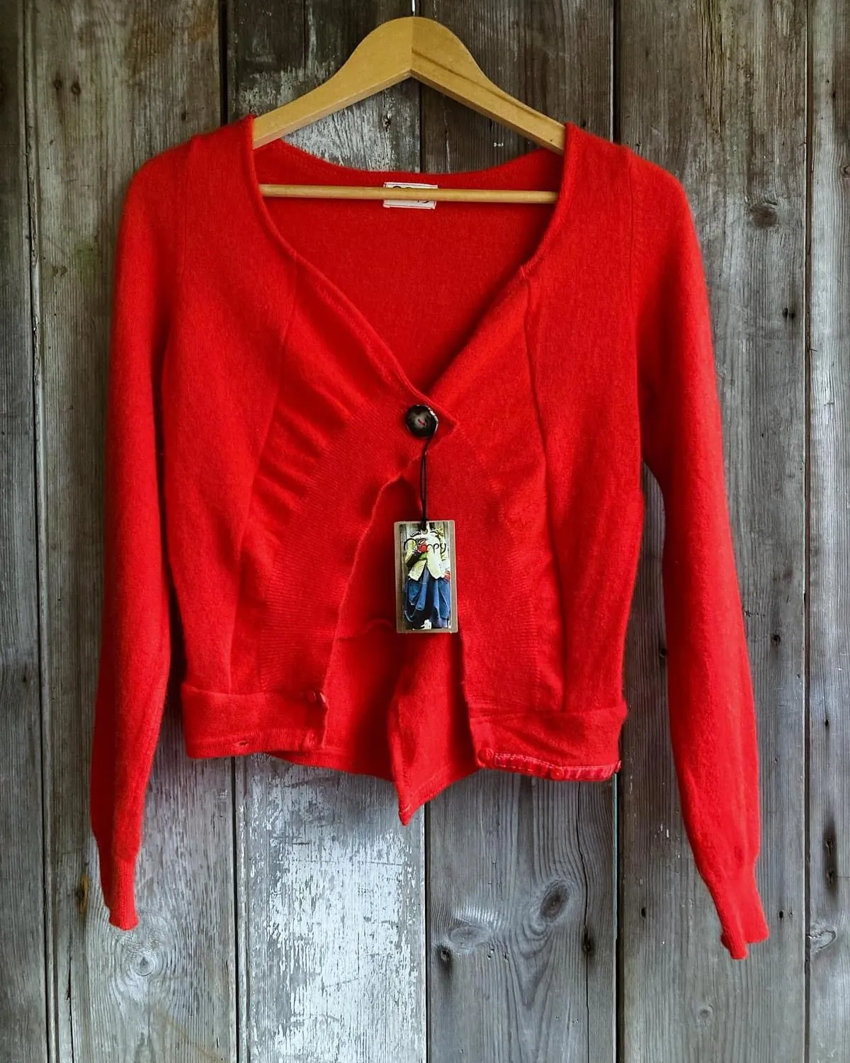 Nimpy Clothing upcycled 100% cashmere extra scarlet cardigan small/medium