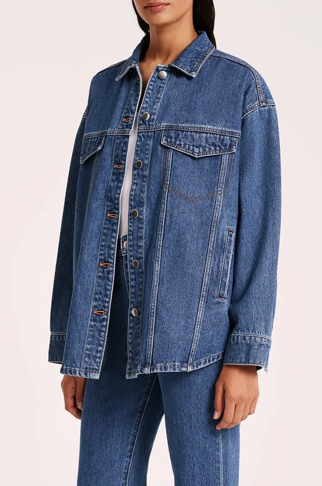 Nude Lucy Organic Denim Jacket in Vintage Blue