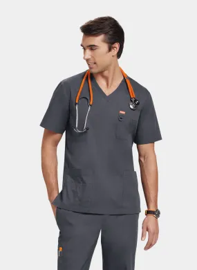 Orange Standard Balboa Scrub Top - Charcoal