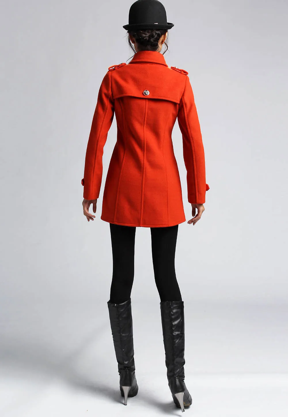 Orange Wool Coat Winter Jacket (403)