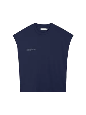 Organic Cotton Cropped Shoulder T-shirt with C-FIBER™ Core—navy blue