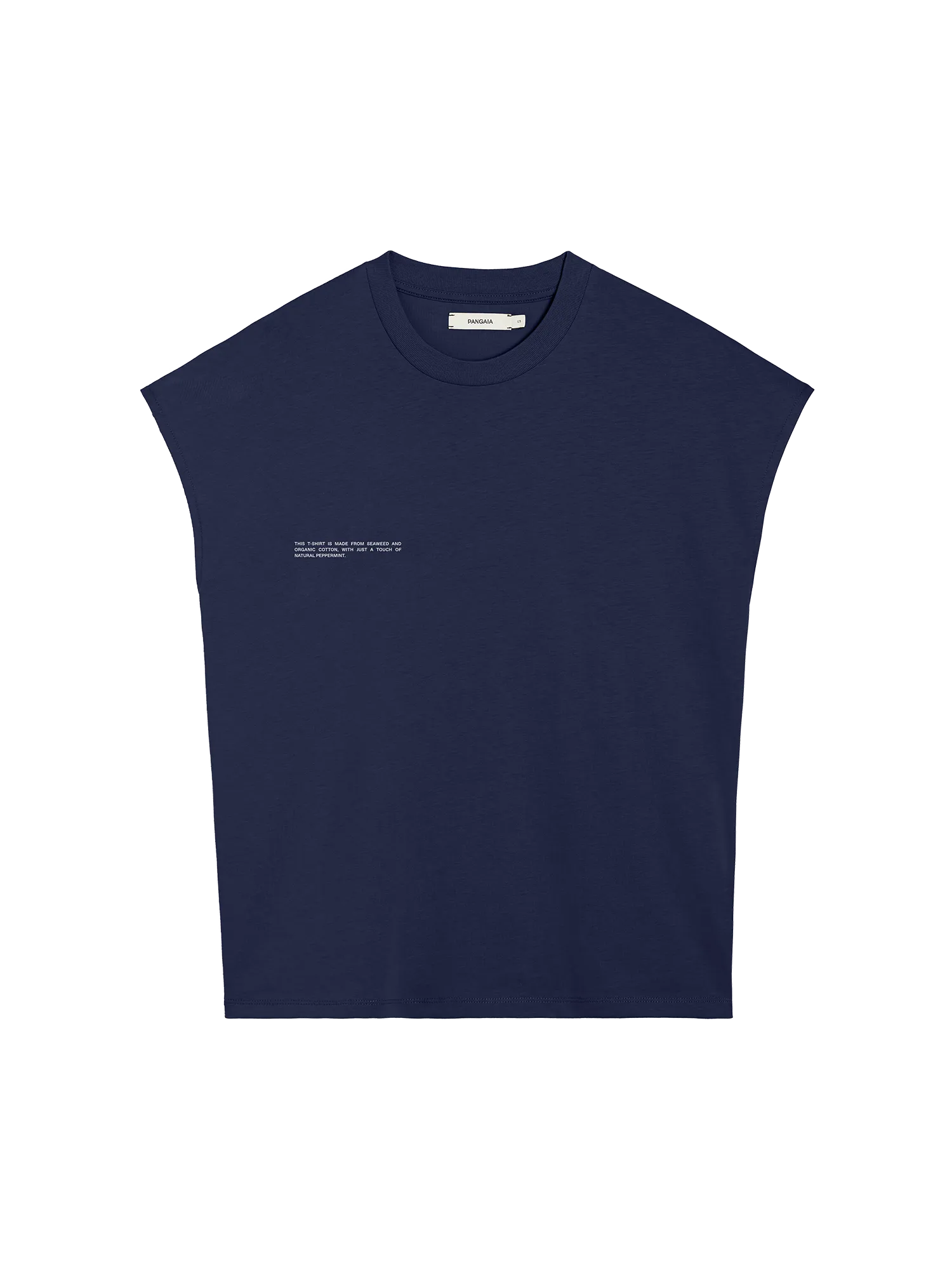 Organic Cotton Cropped Shoulder T-shirt with C-FIBER™ Core—navy blue