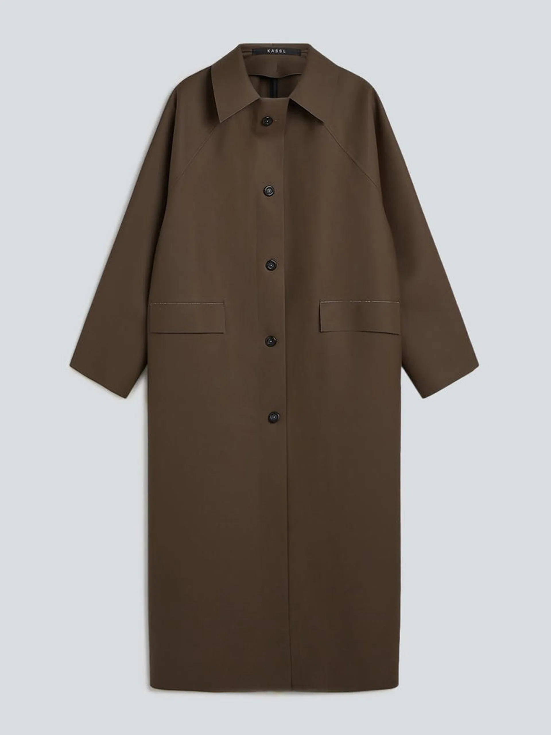 Original long rubber dark brown coat