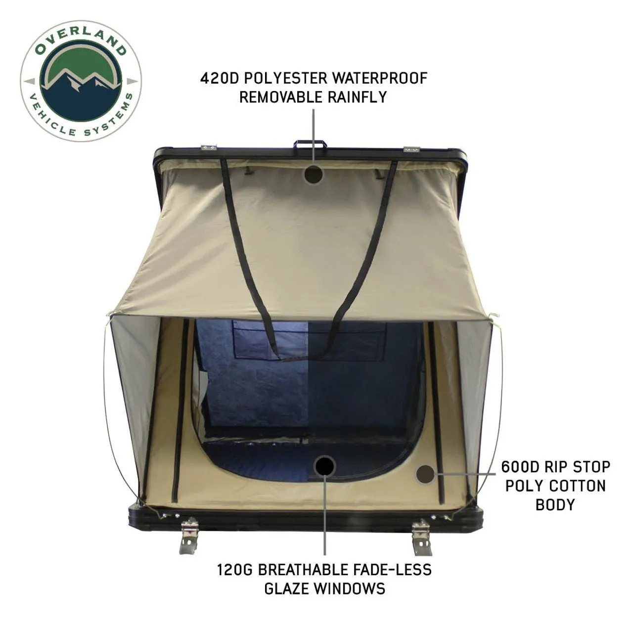 Overland Vehicle Systems TMON Aluminum Clamshell Hard Shell Roof top Tent 2 Person - Recon Recovery