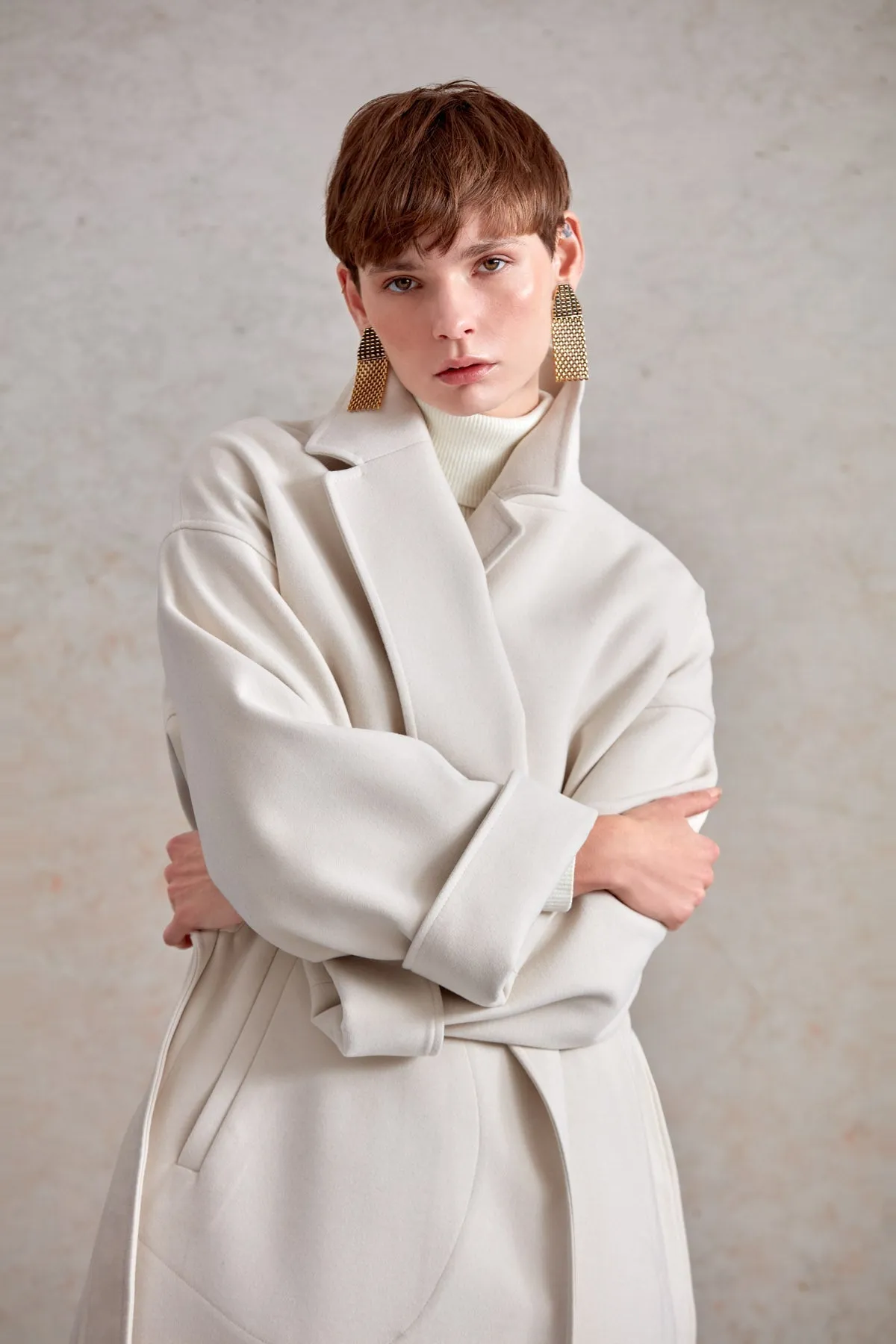 Oversize Michelle Belted Peak Lapel Coat