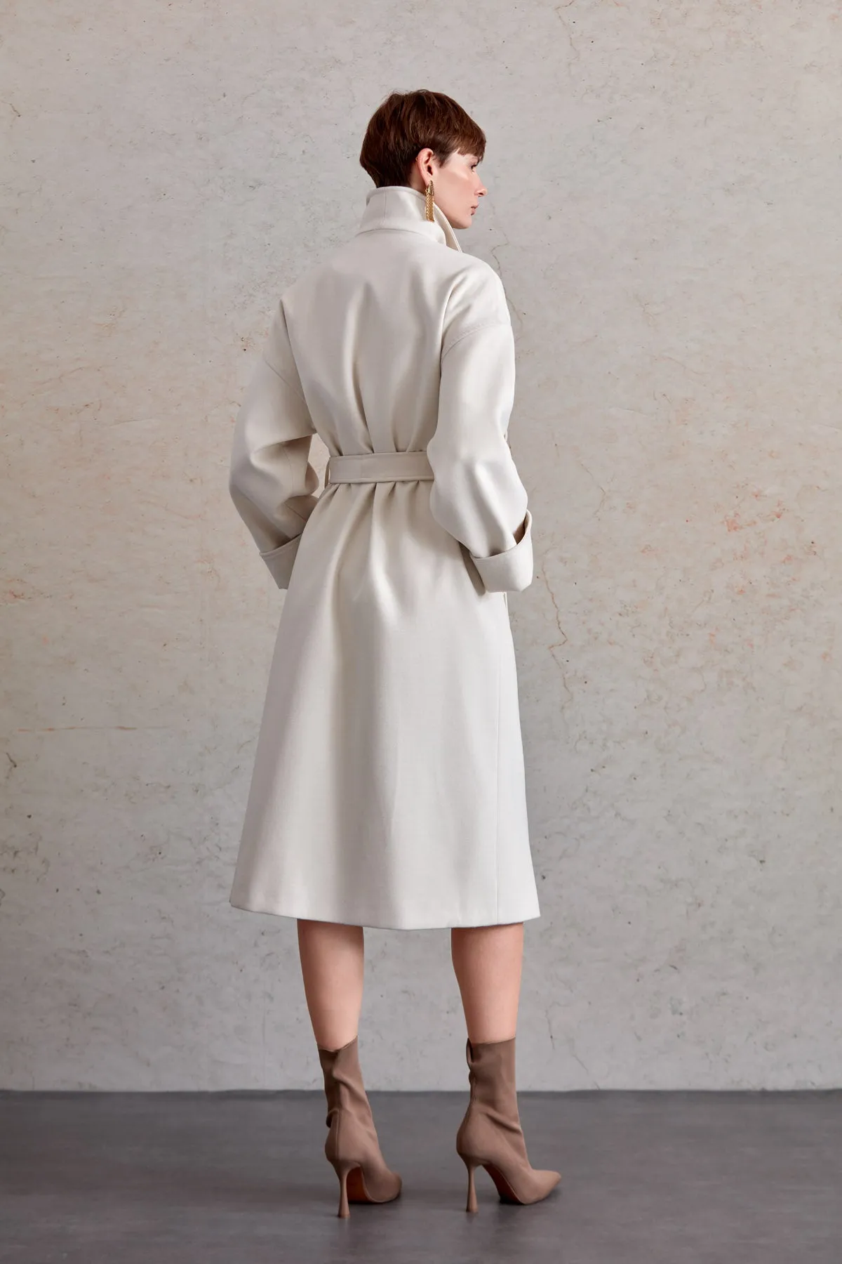 Oversize Michelle Belted Peak Lapel Coat