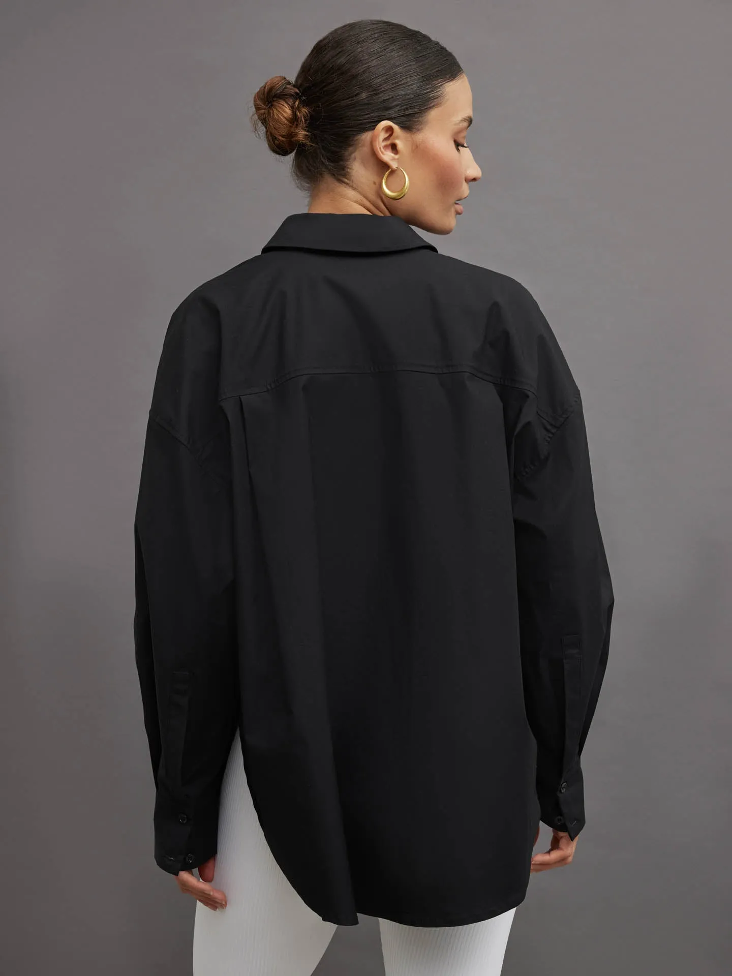 Oversized Button Up Shirt - Black