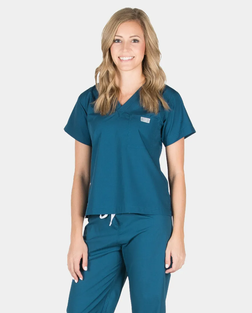 Petite Grey Label Simple Scrub Top