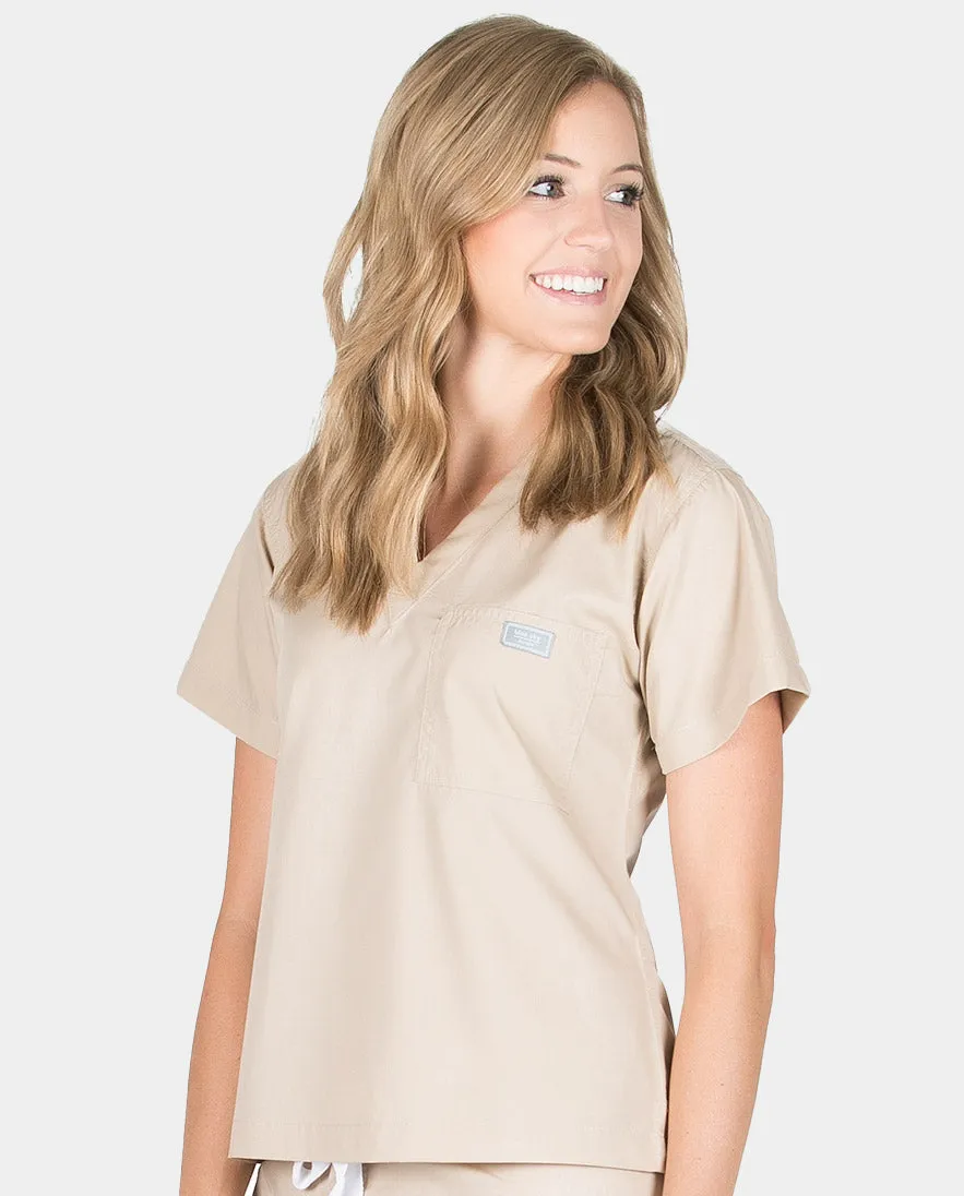 Petite Grey Label Simple Scrub Top