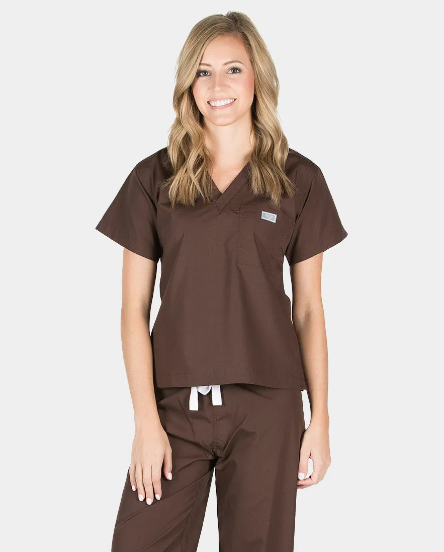 Petite Grey Label Simple Scrub Top