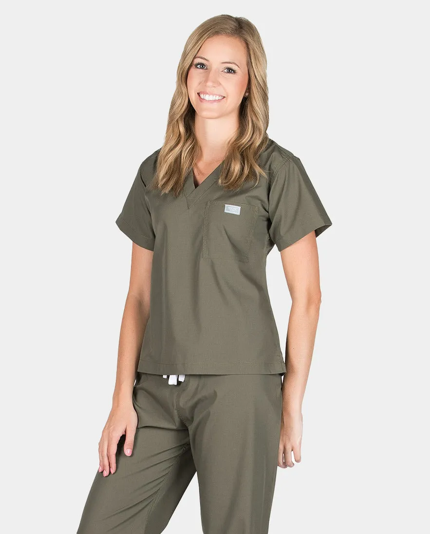 Petite Grey Label Simple Scrub Top