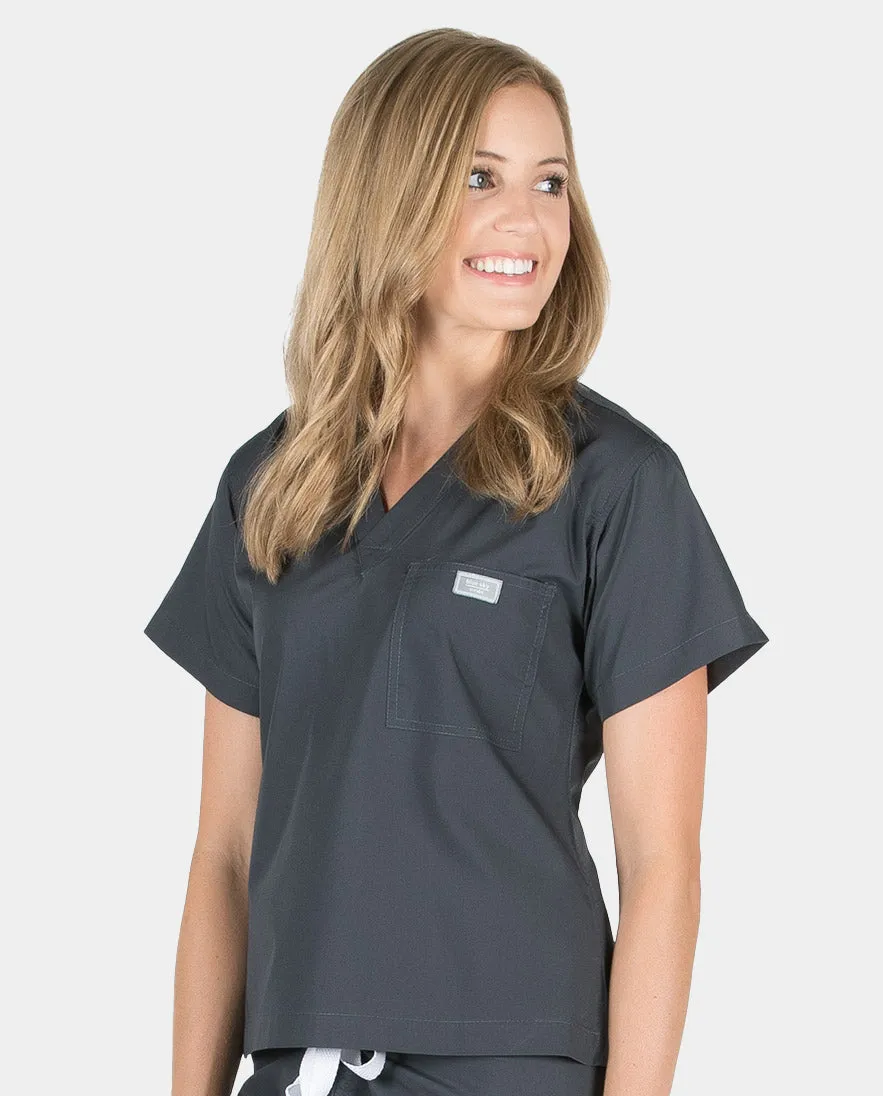 Petite Grey Label Simple Scrub Top