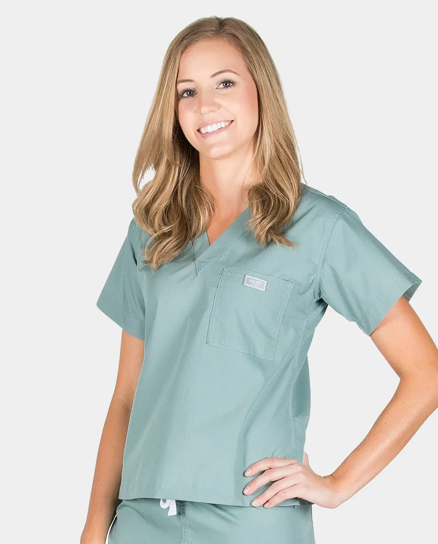 Petite Grey Label Simple Scrub Top