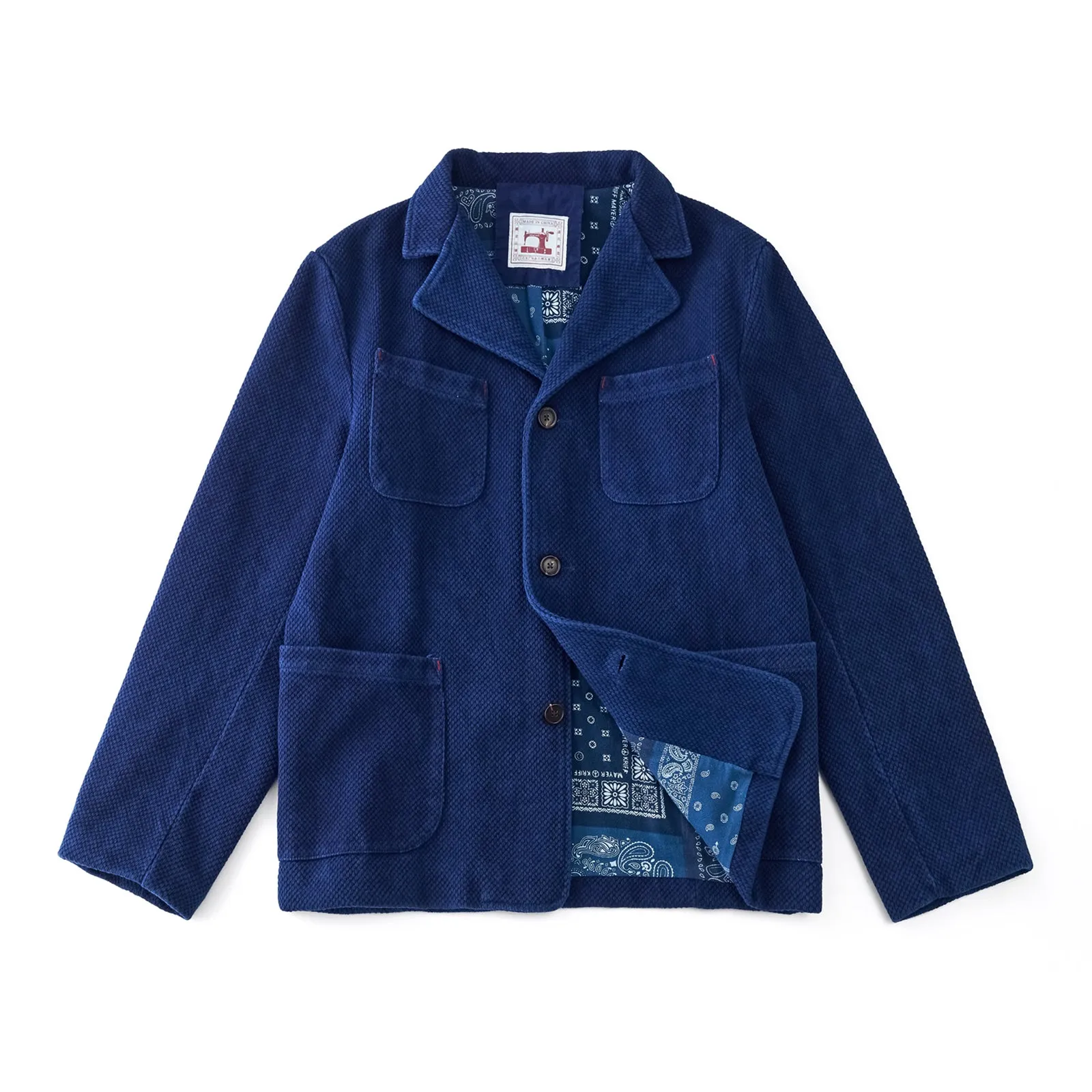 Plant dyed Indigo French Worker Sashiko Organic Jacket