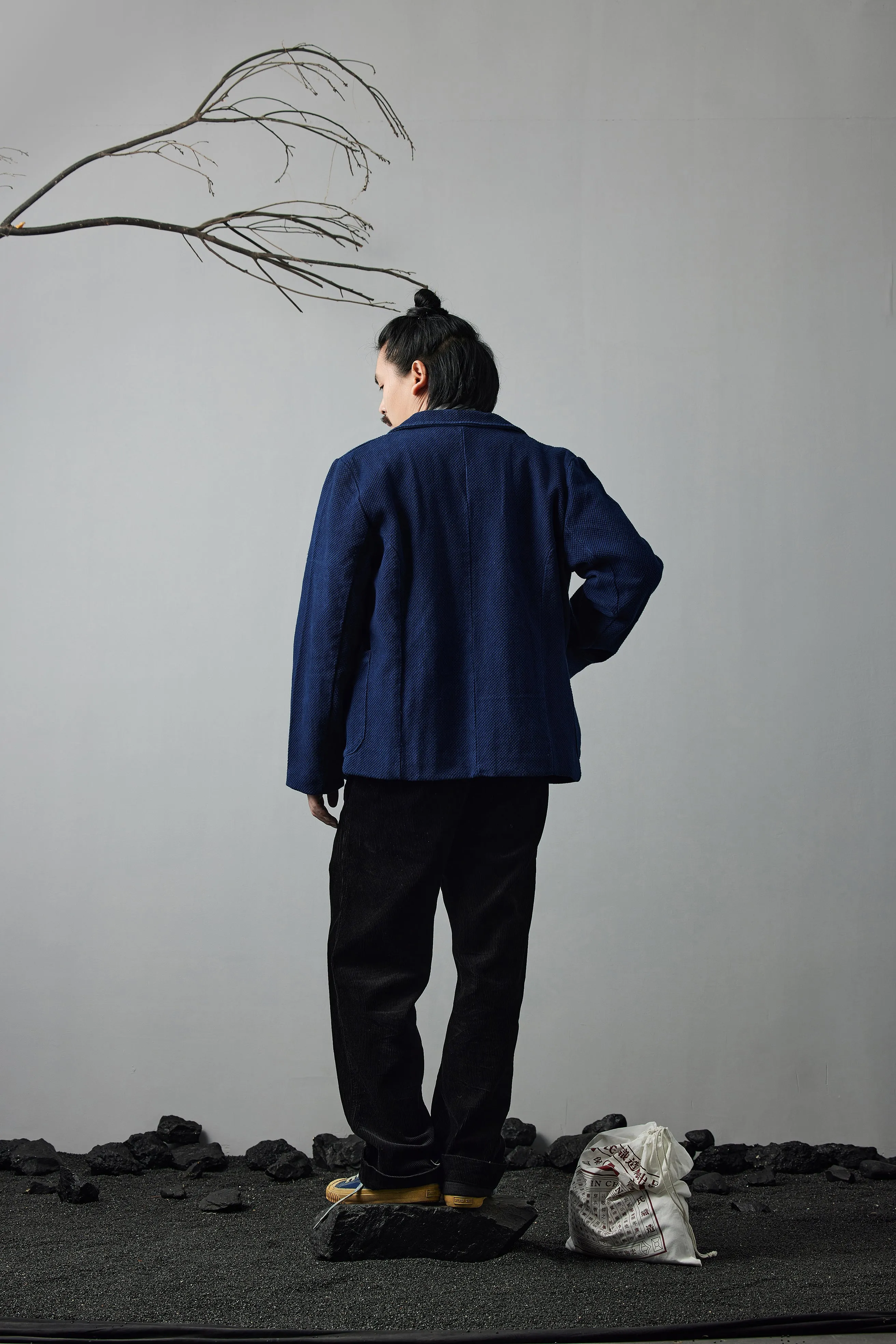 Plant dyed Indigo French Worker Sashiko Organic Jacket