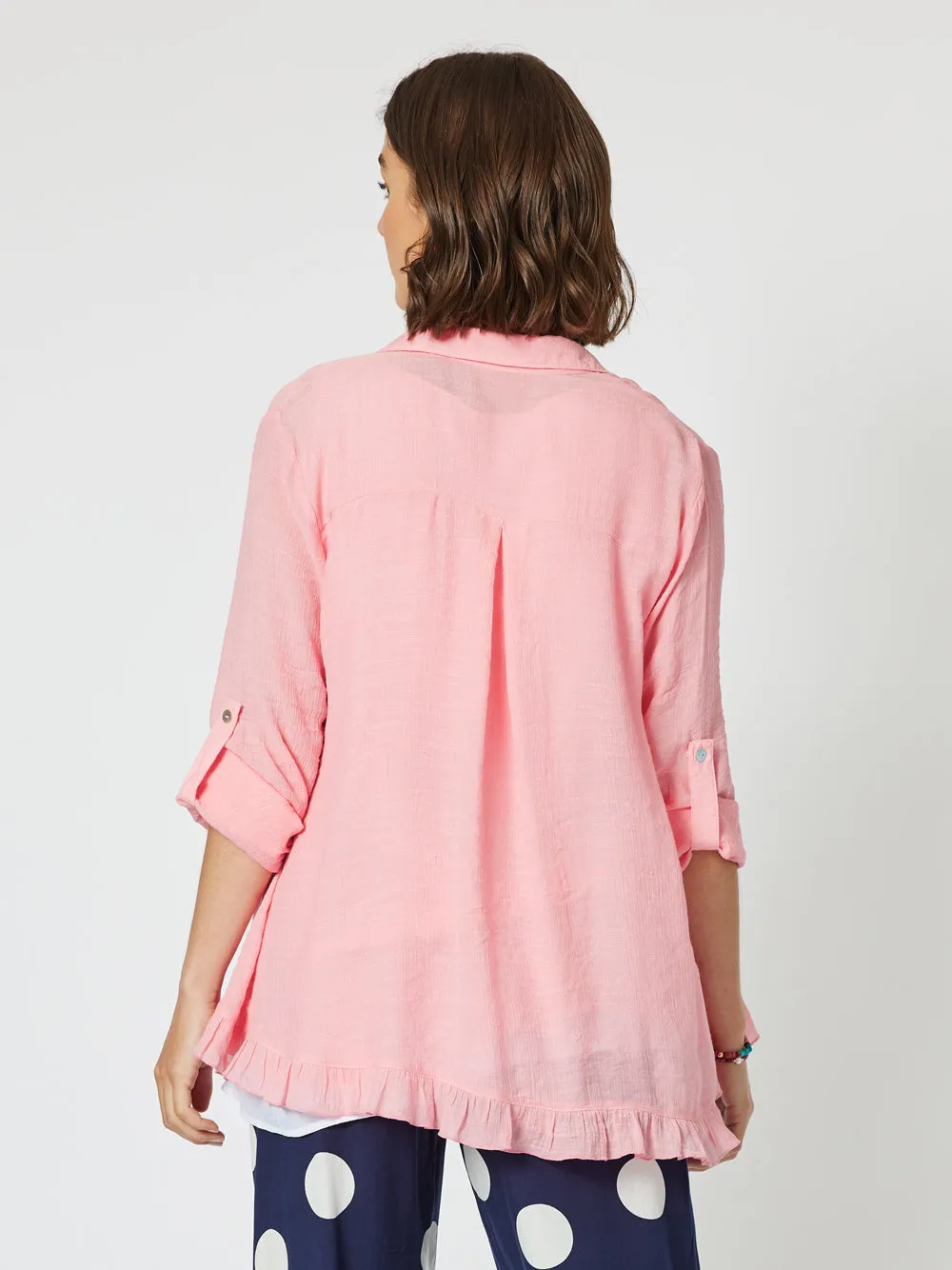 Portofino Ruffle Shirt - Coral