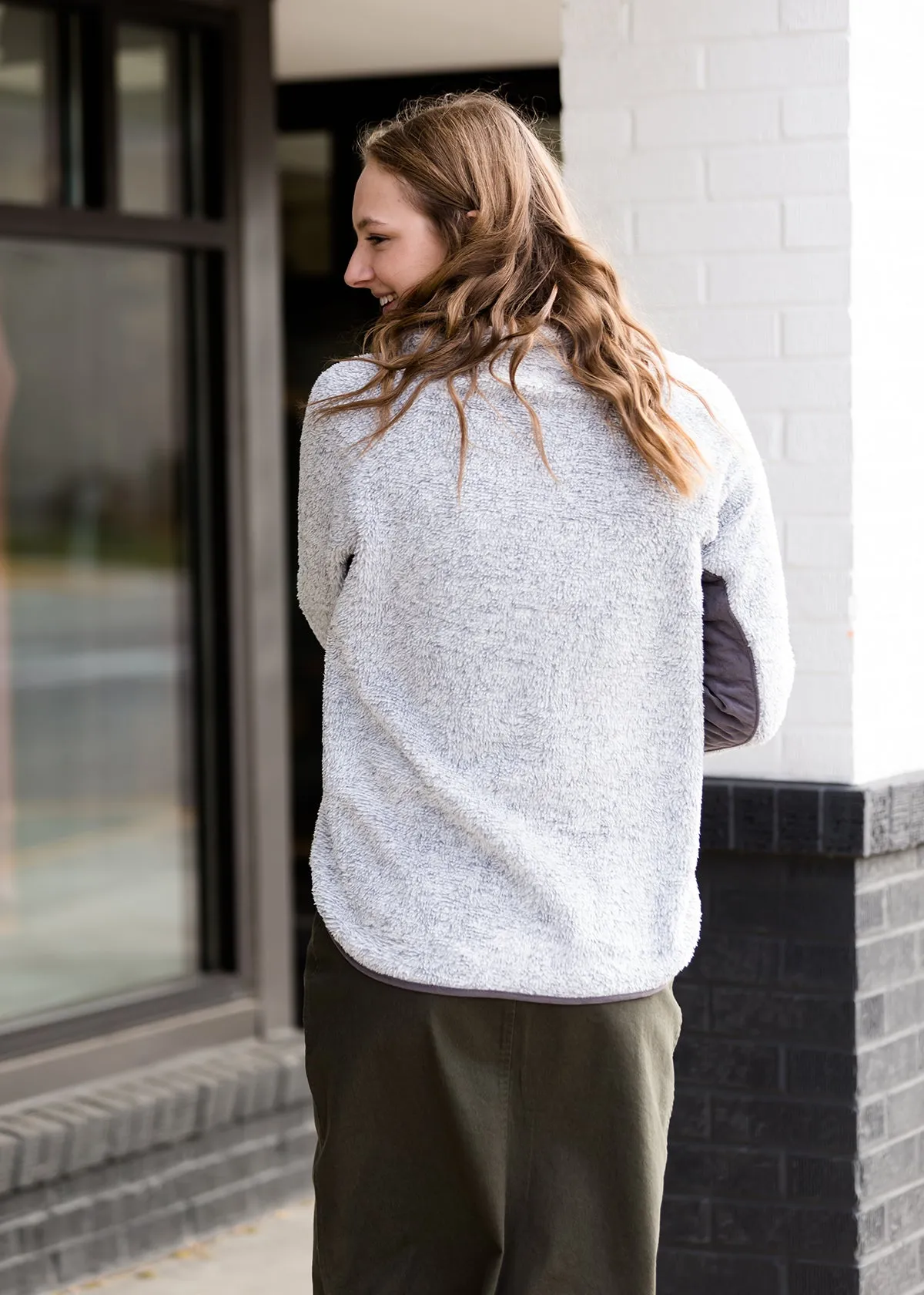 Pullover Asymmetrical Snap Sherpa Sweater - FINAL SALE