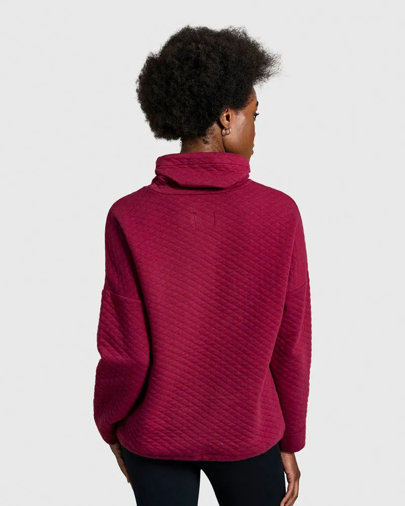 Quilted Funnel Neck Pullover