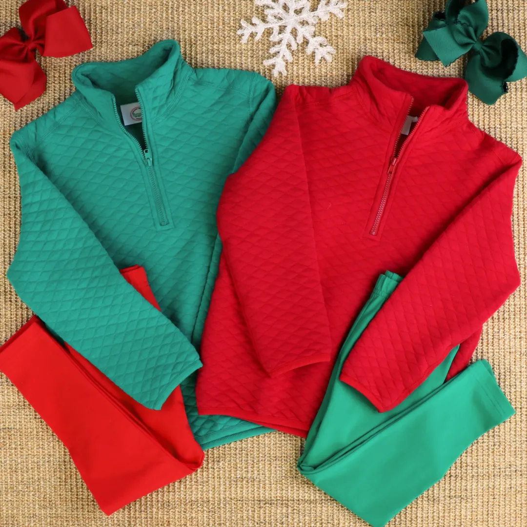 Quilted Knit Quarter-Zip - Christmas Green (Unisex)