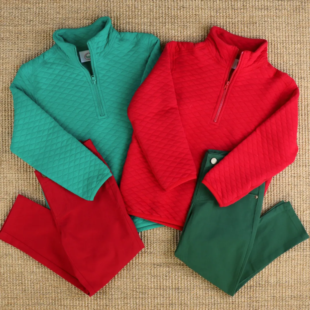 Quilted Knit Quarter-Zip - Christmas Green (Unisex)