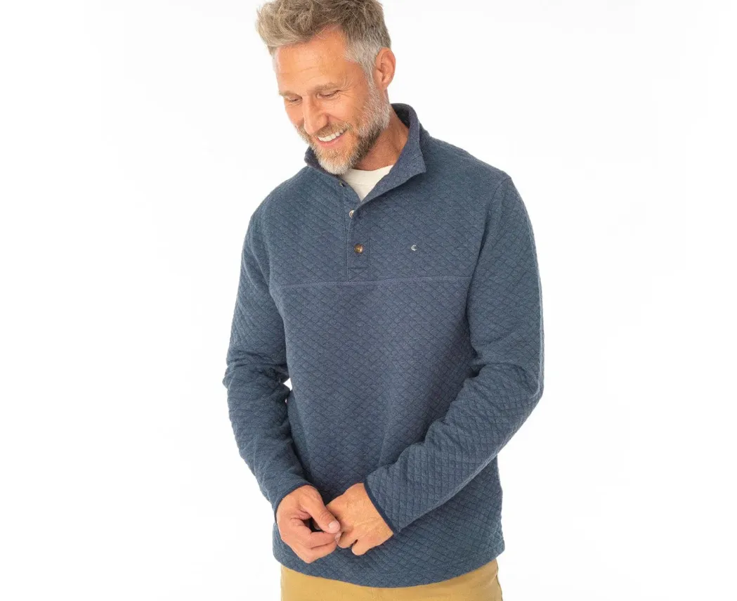 Quilted Pullover - Heather Navy