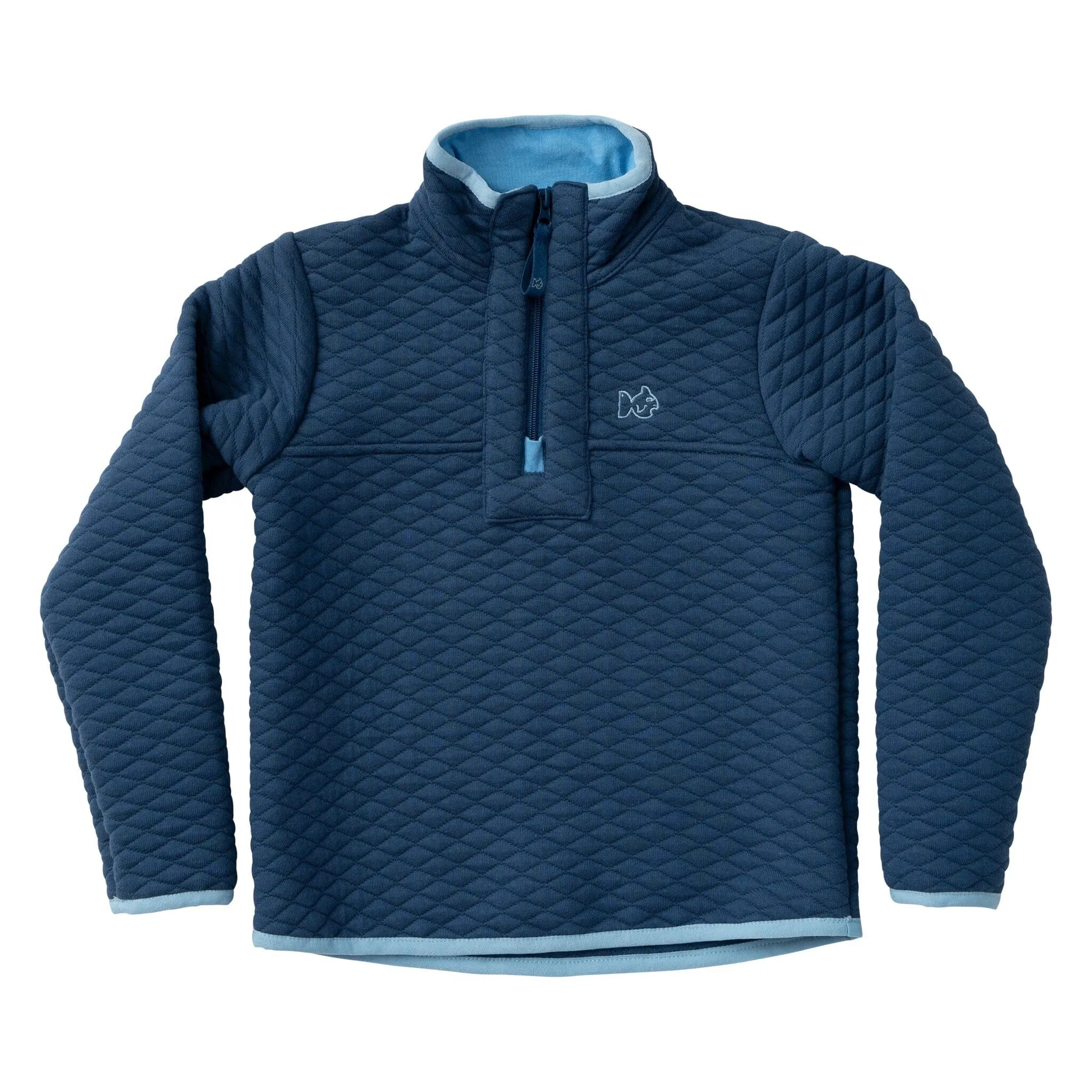 Quilted Zip Pullover - Moonlight Blue