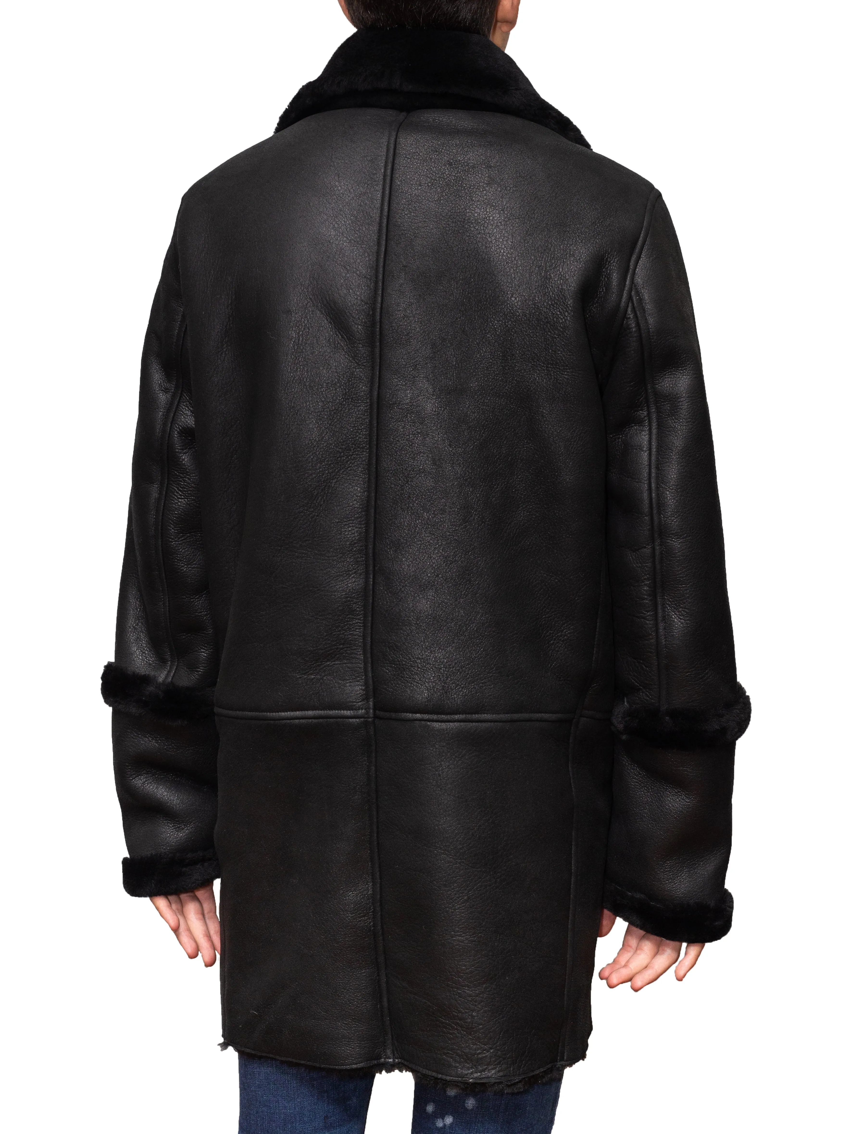 Reversible Long Shearling Jacket - Black