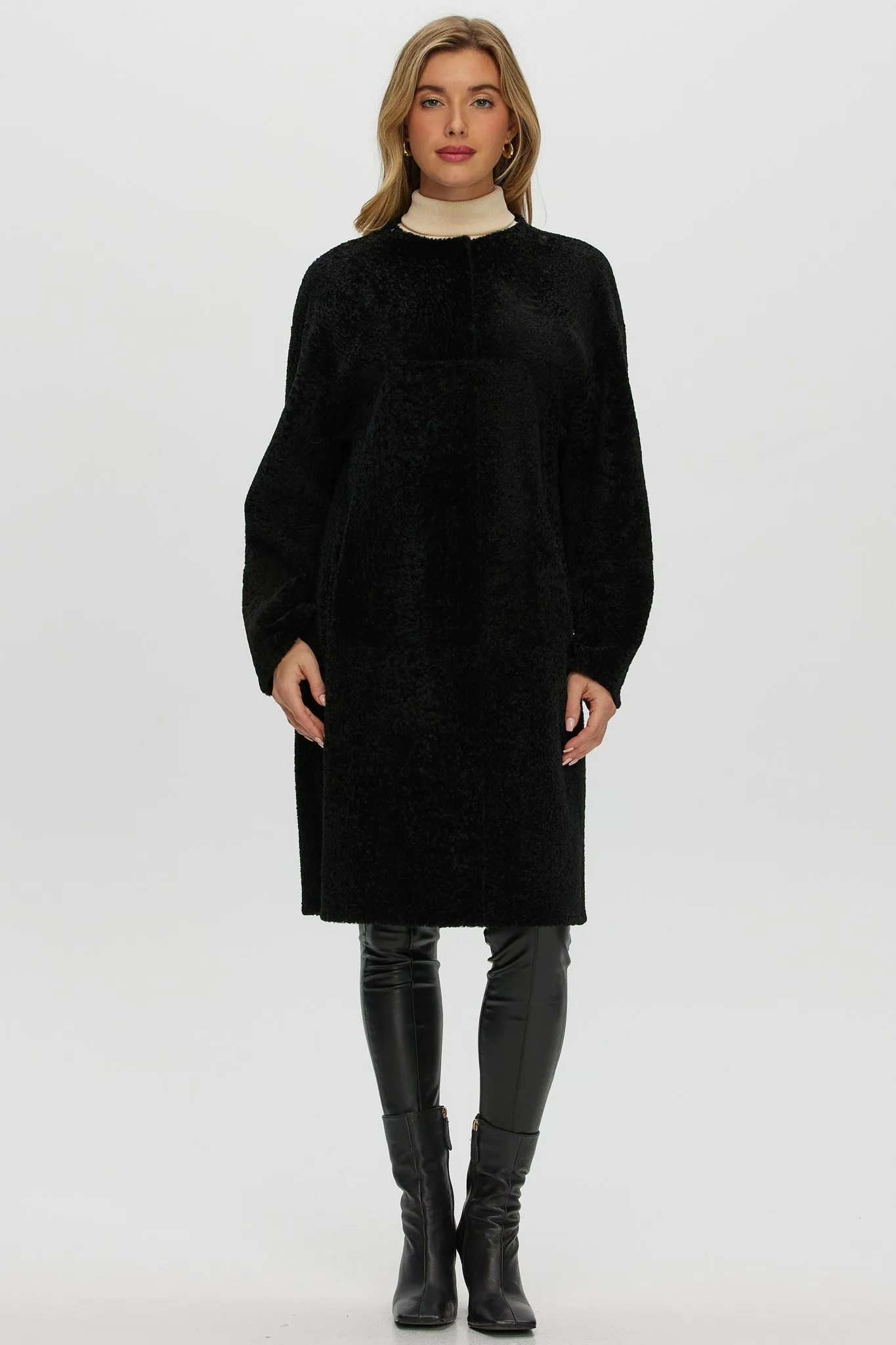 Reversible Shearling Lamb Short Coat