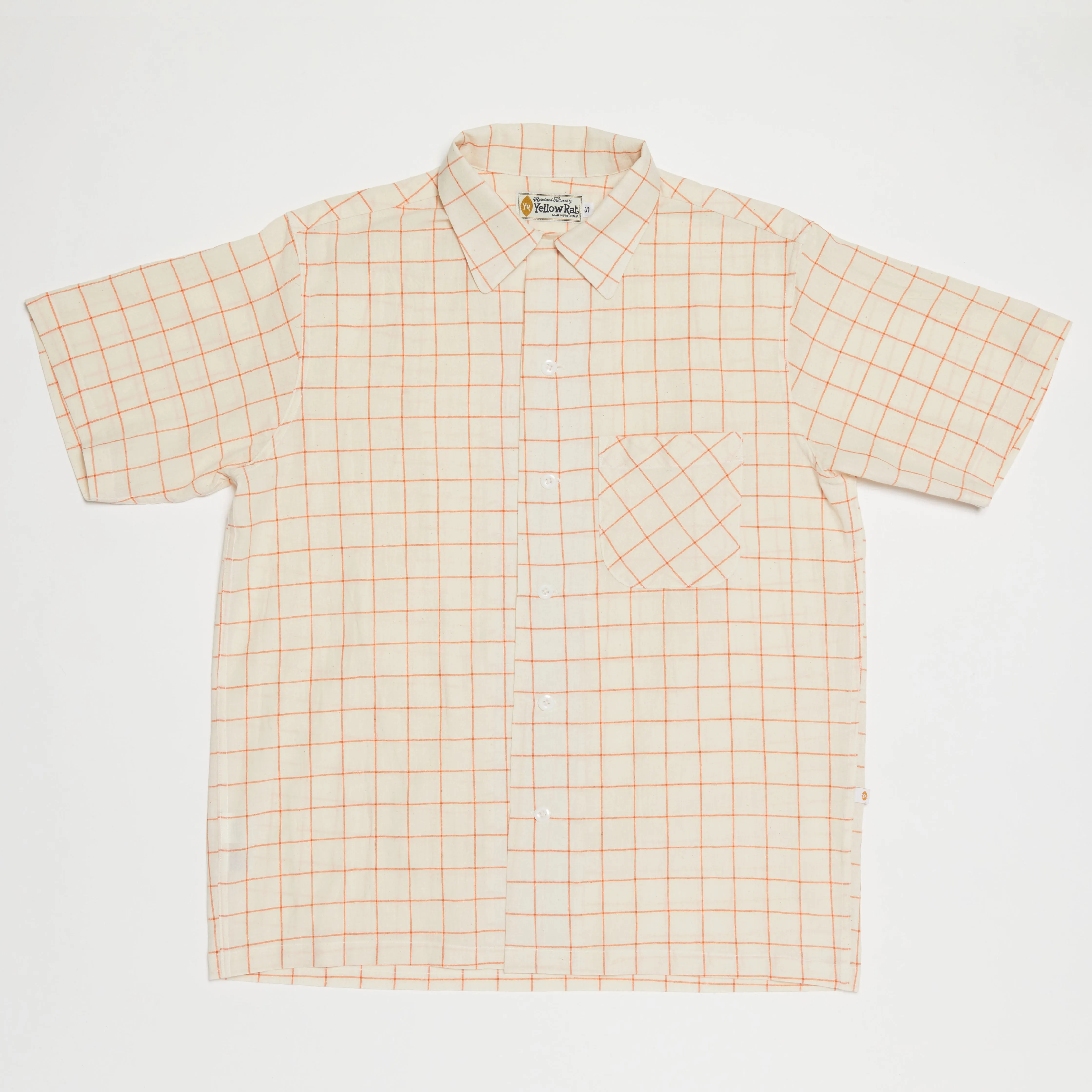 Round Collar Shirt (Orange x Natural)